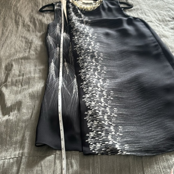 3.1 PHILLIP LIM 100% SILK ELEGANT BLACK GREY CREAM DRESS WITH NECKLINE DETAIL - Picture 15 of 15